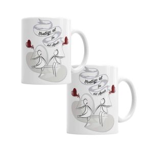 Tazas Amor Contigo al fin del mundo - Pack Chico - Chica Tazas - La Cesta Mágica