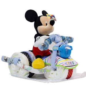 Tarta de Pañales Triciclo Mickey Disney Tartas de Pañales - La Cesta Mágica