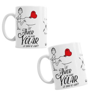 Tazas Tu Amor me hace Volar - Pack chico-chico Tazas - La Cesta Mágica