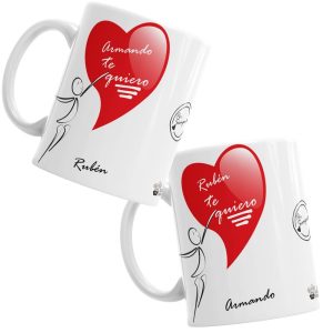 Tazas Amor Contigo al fin del mundo - Pack chico - chico Tazas - La Cesta Mágica