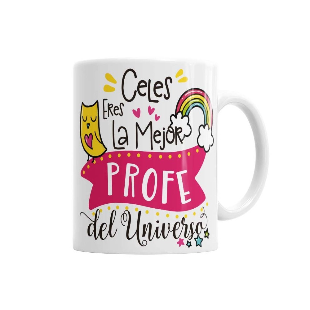 Taza Mejor Profe del Universo - Raibow Tazas - La Cesta Mágica
