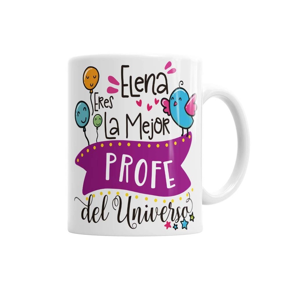 Taza Mejor Profe del Universo - Globos Tazas - La Cesta Mágica