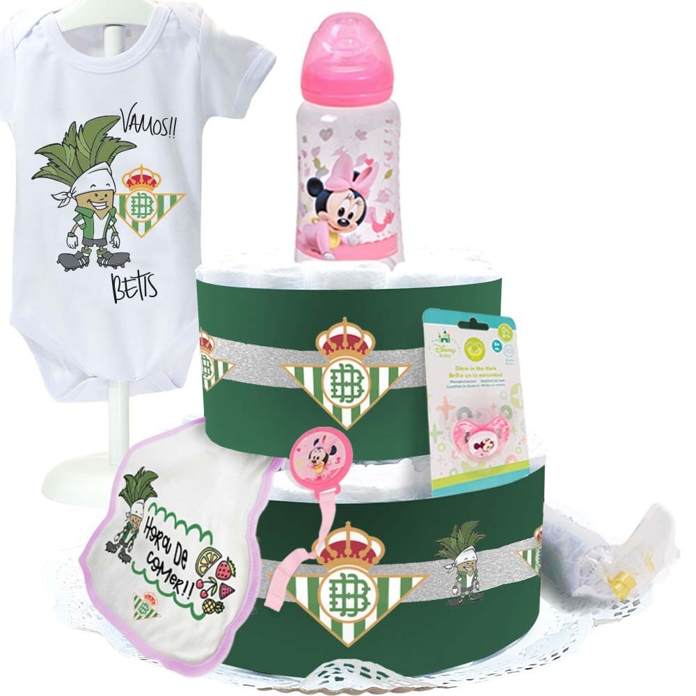 Tarta de Pañales Real Betis - Rosa Tartas de Pañales - La Cesta Mágica