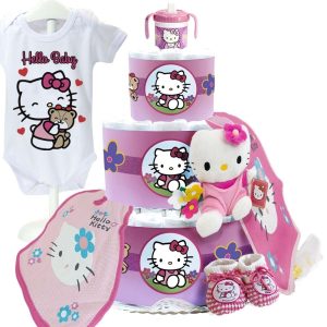 Tarta de Pañales Hello Kitty Deluxe Tartas de Pañales - La Cesta Mágica
