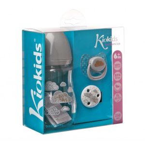 Set de Lactancia Kiokids ecológico - Gris Alimentacion y Lactancia - La Cesta Mágica