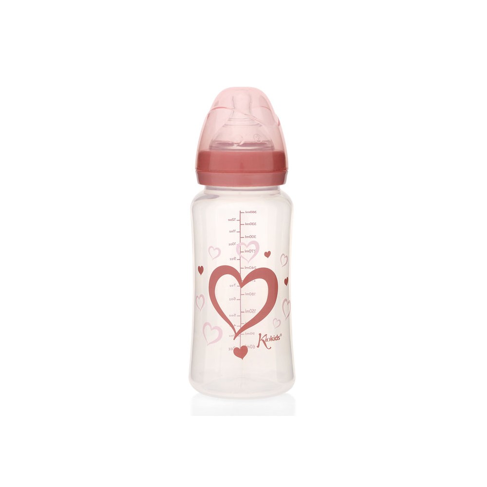 Biberón Corazón 360ml Kiokids Alimentacion y Lactancia - La Cesta Mágica