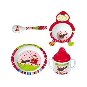 Vajilla 4 piezas Caperucita Alimentacion y Lactancia - La Cesta Mágica