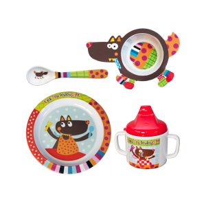 Vajilla 4 piezas El Lobo Alimentacion y Lactancia - La Cesta Mágica