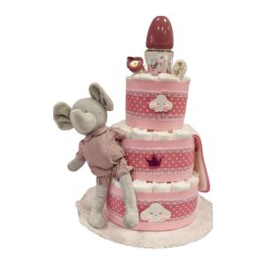 Tarta de Pañales Clasica Niña Tartas de Pañales - La Cesta Mágica