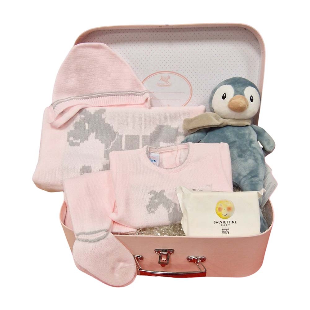 Cesta Bebé Maleta Pinguino Canastillas para bebes - La Cesta Mágica